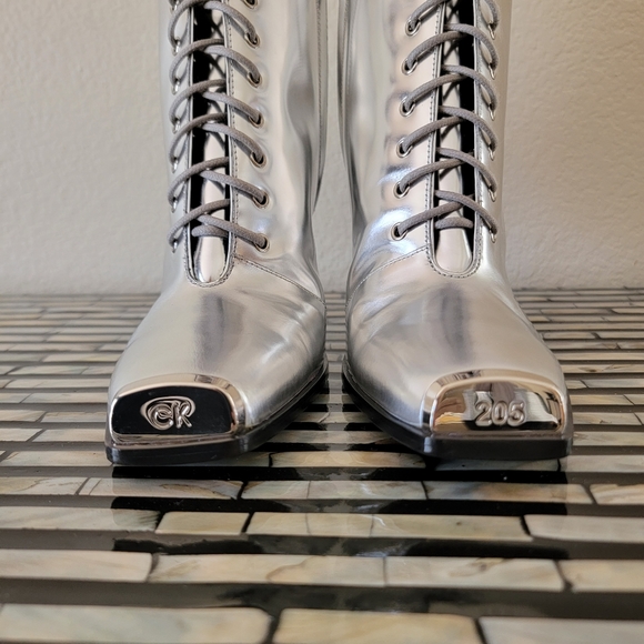 Calvin Klein 205W39NYC Windora Silver Lace Up Heel - Picture 3 of 9